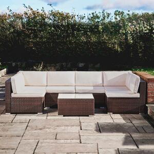 Teamson home All Weather Wicker/Rattan 7 - Person Seating Group with Cushions Brown 6 Image
