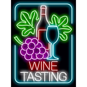 Happy Larry Wine Tasting 60cm LED Beer and Liquor Neon Sign Green;Red;Pink 60cm H X 50cm W X 3cm D Image
