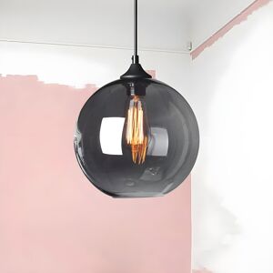 George Oliver Industrial Vintage Glass Globe Pendant Light – Round Ceiling Lamp Shade Chandelier Matte Black 25cm H X 25cm W Image