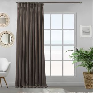 Lilijan Home & Curtain Triple Pinch Pleat Extra Long & Extra Width Decorative Single Curtain Panel Light Brown 65cm Width x 245cm Drop Image