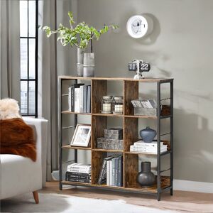 Borough Wharf Alfonse 30cm H x 100cm W Cube Bookcase Shelves Industrial Rustic Brown Furniture Brown 103.1cm H X 100cm W X 30cm D Image