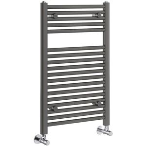 White Stone Vertical Straight Towel Rail Grey 77cm H x 60cm W x 3cm D Image
