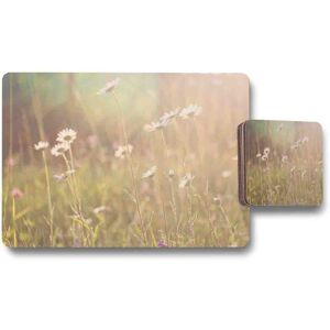 East Urban Home Moraes Polyester Coated Hardwood Multi Rectangular Placemat, Coaster 11.4cm W X 29cm L Image