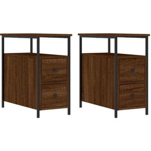 Borough Wharf Nedlands 2 Drawer Bedside Table Brown Oak 60cm H X 30cm W X 60cm D Image