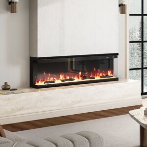 Symple Stuff 60-inch embedded Electric Fireplace Black 44cm H X 152.4cm W X 20cm D Image