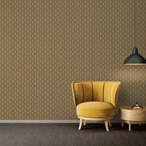 East Urban Home Osias 10.05m x 53cm Metallic Finish Paste the Wall Wallpaper Roll Brown/Yellow Gold 1,005cm L X 53cm W Image