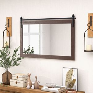 Brambly Cottage Karlin Solid Wood Rectangle Mirror Dark Brown Wood 66cm x 101cm Image