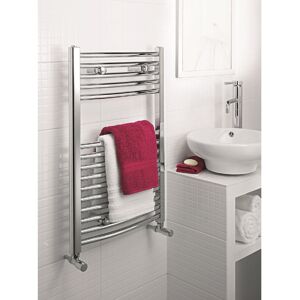 Belfry Heating Phoebe Vertical Curved Towel Rail Silver 120cm L x 42cm W x 5.5cm D Image