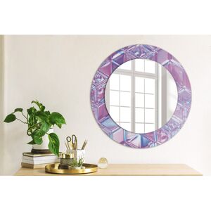 East Urban Home Huldar Round Glass Framed Wall Mounted Accent Mirror Purple Abstract Surreal 50cm H x 50cm W Image