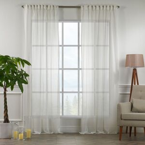 Lilijan Home & Curtain Extra Long & Extra Wide Chiffon Faux Silk Crep Curtain Panels Ivory 140cm Width x 350cm Drop Image