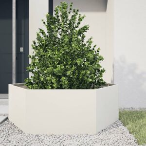 Vidaxl Garden Planter White Hexagon 69X60x45 Cm Steel White 45cm H x 138cm W x 120cm D Image