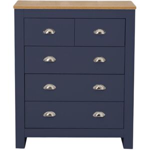 ClassicLiving Susana 5 Drawer 79Cm W Chest of Drawers Blue/Oak 95cm H X 79cm W X 40cm D Image