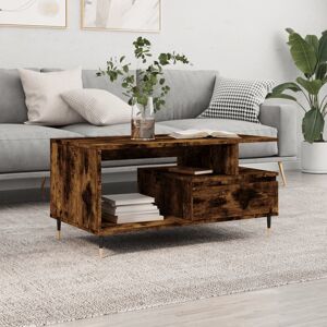 17 Stories Michellene 4 Legs Coffee Table with Storage Smoked Oak 45cm H X 90cm W X 49cm D Image