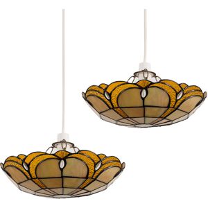 Astoria Grand Plemons 2-Light Bowl Lamp Shade Yellow/Black 85cm H X 31cm W X 31cm D Image