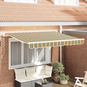 17 Stories Polyester Cover Retractable Patio Awning Green/Yellow Striped 280 cm W x 245 cm D Image