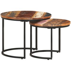 Alpen Home Nesting Tables 2 Pcs Solid Reclaimed Wood Brown 40cm H X 50cm W X 50cm D Image