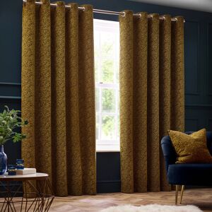 Paoletti Chenille Room Darkening Eye Curtains Gold 117cm Width x 183cm Drop Image