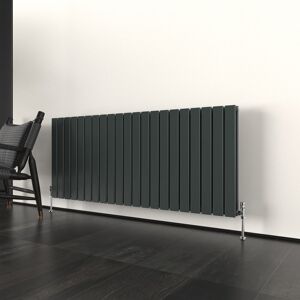 Ebern Designs Flat Panel Central Heating Designer Radiator Anthracite 60cm H x 142.8cm W x 5.8cm D Image