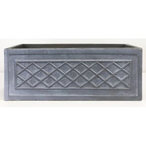 HORTICO Faux Lead Lattice Window Box, Frostproof Outdoor Plant Pot, Vintage Style Windowsill Planter, Garden Planter with Drainage Holes Grey 22 cm H x 60 cm W x 22 cm D Image