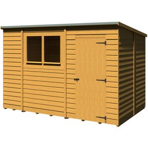 Shire GB Garden Value 10 Ft X 6 Ft Overlap Pent Shed Brown 299cm W X 183cm D X 206cm H Image