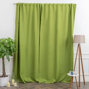 Lilijan Home & Curtain LAXTON Room Darkening Extra Long & Extra Wide Decorative Curtain Lime Green 130cm Width x 175cm Drop Image