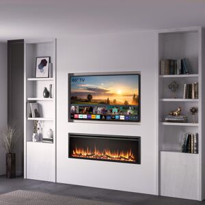 Amalle Latitude Run Electric Fireplace Insert Stainless Steel 48"H x 152"W x 14.7"D Image