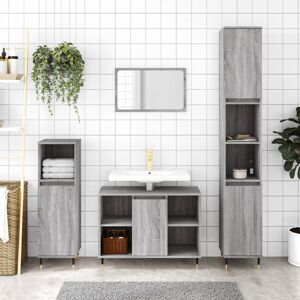 Vidaxl Bathroom Cabinet Sonoma Oak 30X30x100 Cm Engineered Wood Grey Sonoma 100cm H X 30cm W X 30cm D Image