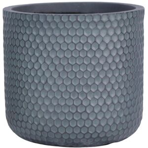 HORTICO Concrete Effect Frostproof Outdoor Plant Pot, Garden Flower Pot, Round Garden Planter with Drainage Holes, Green Grey Planter with Honeycomb Pattern 37cm H x 37.5cm W x 37.5cm D Image
