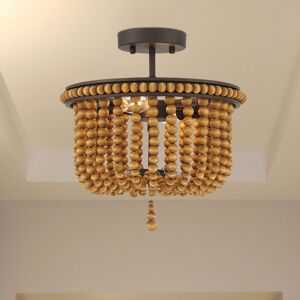 World Menagerie Walley 2-Light 32cm Wood Bead Semi Flush Mount Light Oil Rubbed Bronze 34cm H X 32cm W X 32cm D Image