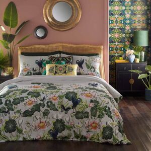 Wedgwood WATERLILY DOVE SUPER KING DUVET SET White/Green Super King Duvet Cover + 2 Standard Pillowcases Image