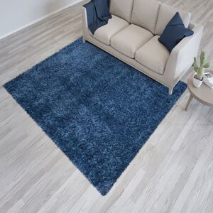 Latitude Run Oslo Blue Shaggy Area Rug – Soft Fluffy Polypropylene Carpet for Living Room & Bedroom, Hallway Runner & Mat Blue Rectangle 120 x 170cm Image