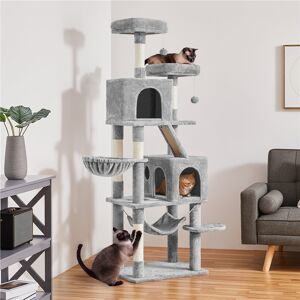 Yaheetech 181.5cm Height Cat Tree Light Grey 181.5cm H X 60cm W X 48.5cm D Image