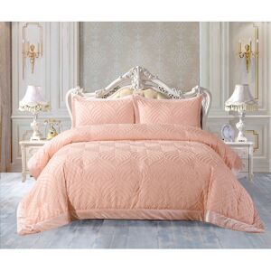 Mercer41 Chelsea Tufted Crushed Velvet Bedspread Set – Luxurious Soft Quilted Bedding with Matching Pillow Shams, Elegant Velvet Comforter Coverlet Set Pink 185 x 240 cm Bedspread - 1 Pillow Sham Image