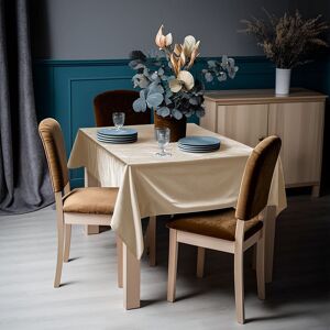 Lilijan Home & Curtain Matte Velvet Square Tablecloth Ecru 132cm W x 355cm L Image