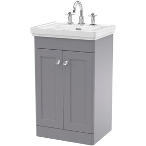 Nuie 55mm Free-standing Single Bathroom Vanity with Vitreous China Vanity Top Satin Grey 865mm H X 531mm W X 406mm D Image