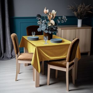 Lilijan Home & Curtain Matte Velvet Square Tablecloth Butter 132cm W x 305cm L Image