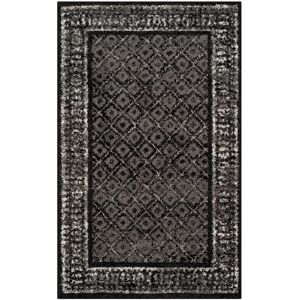 Gracie Oaks Onecre Geometric Black Area Rug Black Rectangle 91 x 152 cm Image