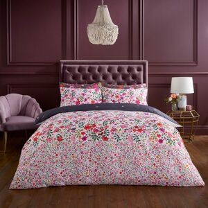 Sara Miller Ditsy Floral White/Deep Mulberry Bedset White/Deepmulberry Super King Duvet Cover + 2 Pillowcases Image