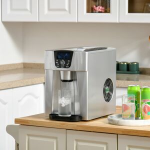 HOMCOM Ice Maker Machine And Water Dispenser Silver 36.3cm H X 25.2cm W X 38.9cm D Image