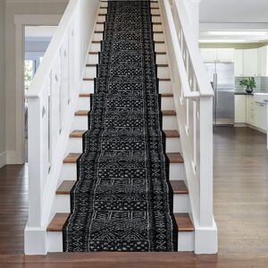 Bloomsbury Market Bansil Tufted Black Stair Runner Black;Black Runner 840cm x 80cm Image