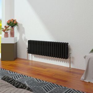 Belfry Heating Leyva Horizontal Traditional Column Radiator Black 30cm H x 101.2cm W x 10cm D Image