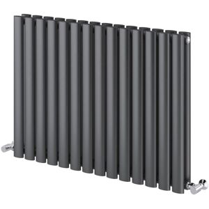 White Stone Horizontal Oval Panel Radiators Grey 600mm H x 820mm W Image