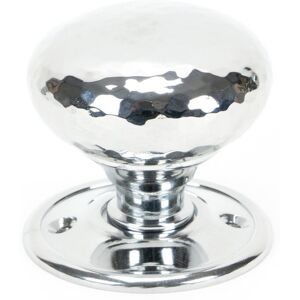 From The Anvil Hammered Mushroom Mortice/Rim Knob Set Polished Chrome 5.1cm W Image