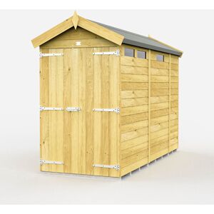Total Sheds 4ft x 9ft Apex Security Shed - Double Door Green 272cm W X 118cm D X 217cm H Image