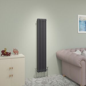 Belfry Heating Valery Vertical Traditional 3 Column Cast Iron Style Designer Radiator Anthracite 150cm H x 29cm W Image
