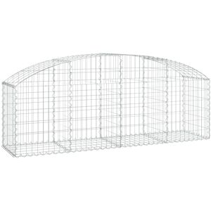 Dakota Fields Arched Gabion Basket Galvanised Iron Silver 80cm H x 200cm W x 50cm D Image