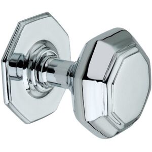 Spira Brass Octagonal Centre Door Knob Polished Chrome 9cm H X 9cm W Image