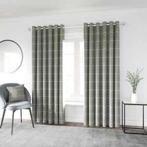 Helena Springfield Harper Lined Eyelet Room Darkening Curtains Silver Width 228 x Drop 183cm Image