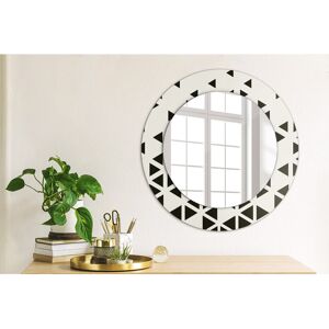 East Urban Home Huldar Round Glass Framed Wall Mounted Accent Mirror Black and White Abstract Geometric 50cm H x 50cm W Image