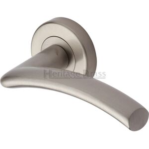 Heritage Brass Heritage Door Handle Lever Latch on Round Rose Centaur Design Satin Nickel 5.3cm H X 5.3cm W Image
